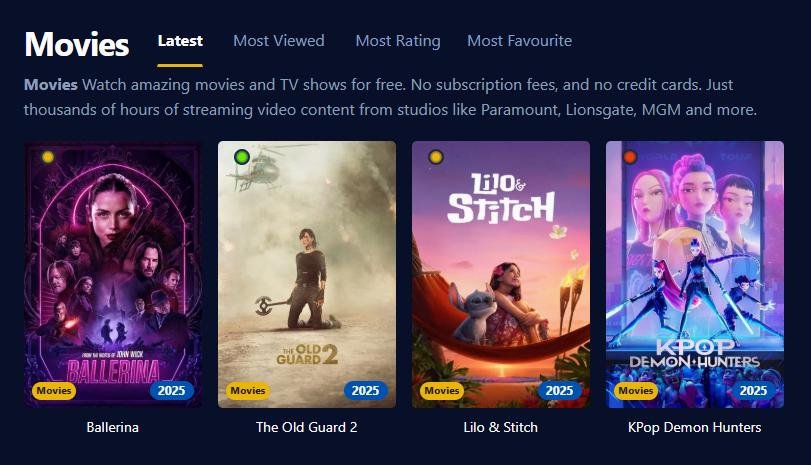 Display of the Wooflix Interface